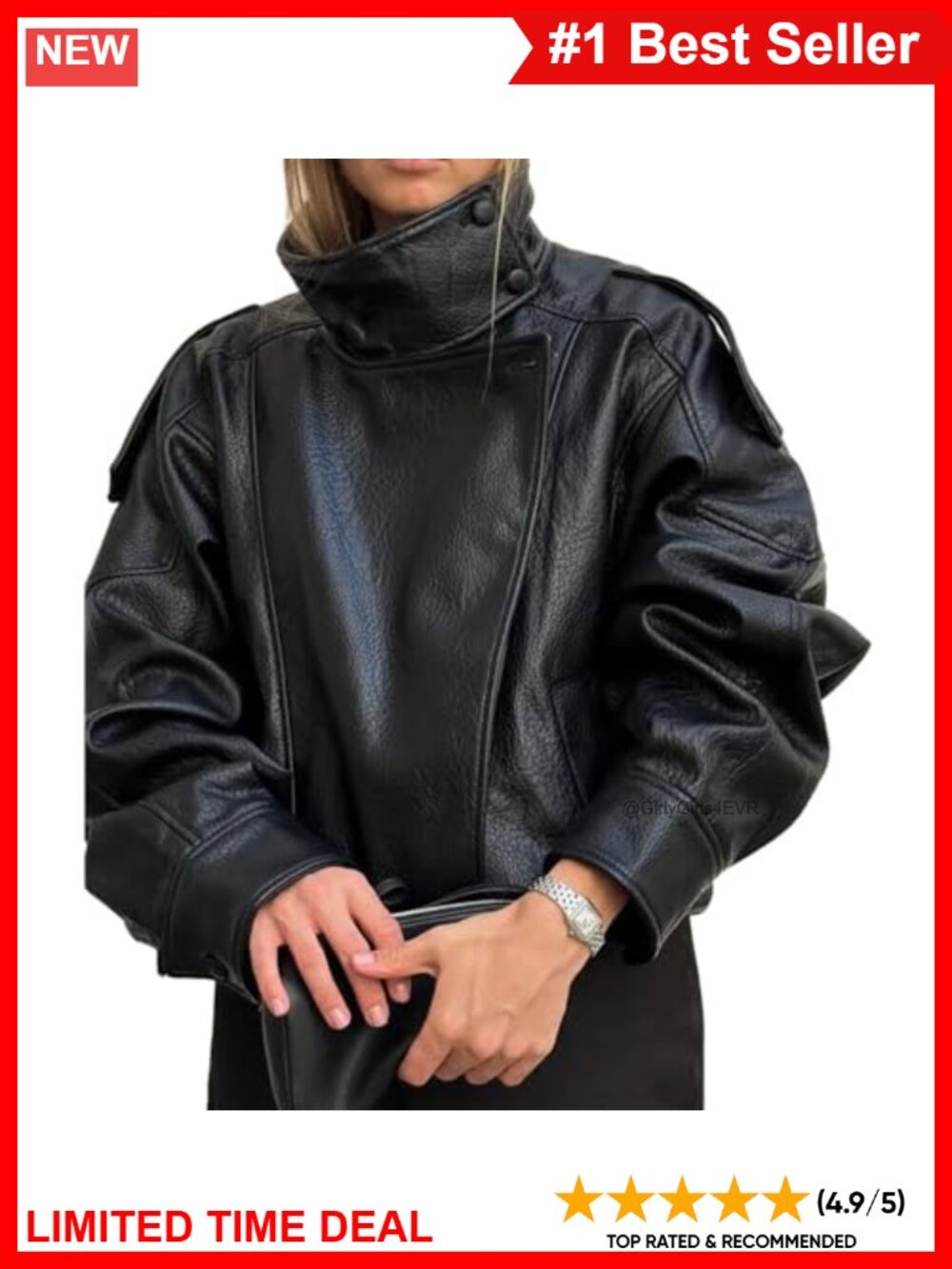 Faux Leather Moto Biker Jacket Zip Up Casual Fall Women's Outerwear